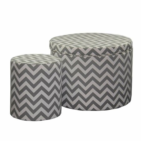 HOMEROOTS Gray & White Chevron Ottoman Set - 2 Piece 469403